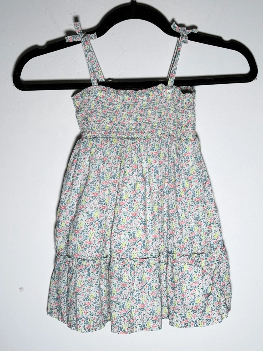 GAP Girls Floral Smocked Sundress - White with Pink & Green Accents Lined